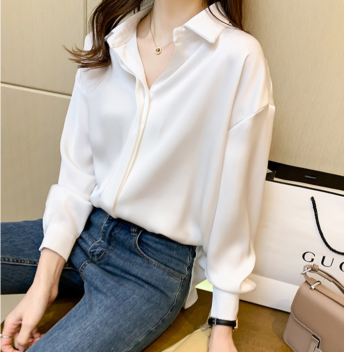 Long sleeve Korean style shirt all-match spring tops for women