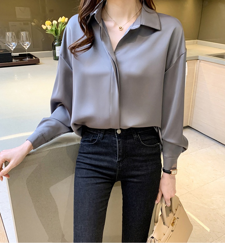 Long sleeve Korean style shirt all-match spring tops for women