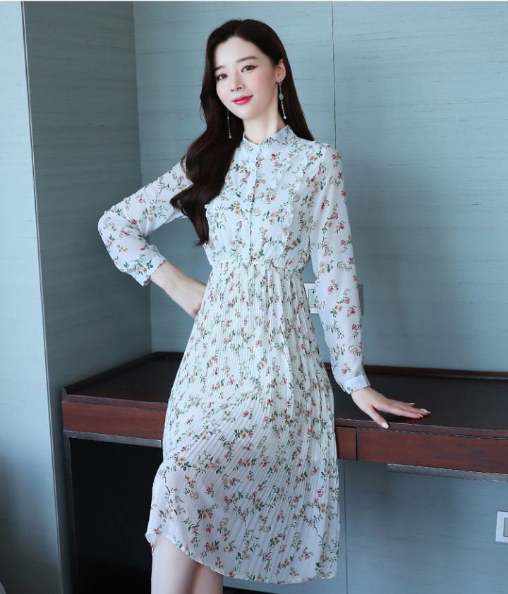 Retro France style floral temperament spring dress for women