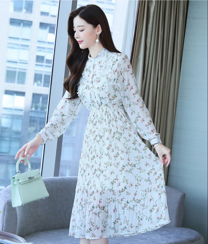 Retro France style floral temperament spring dress for women