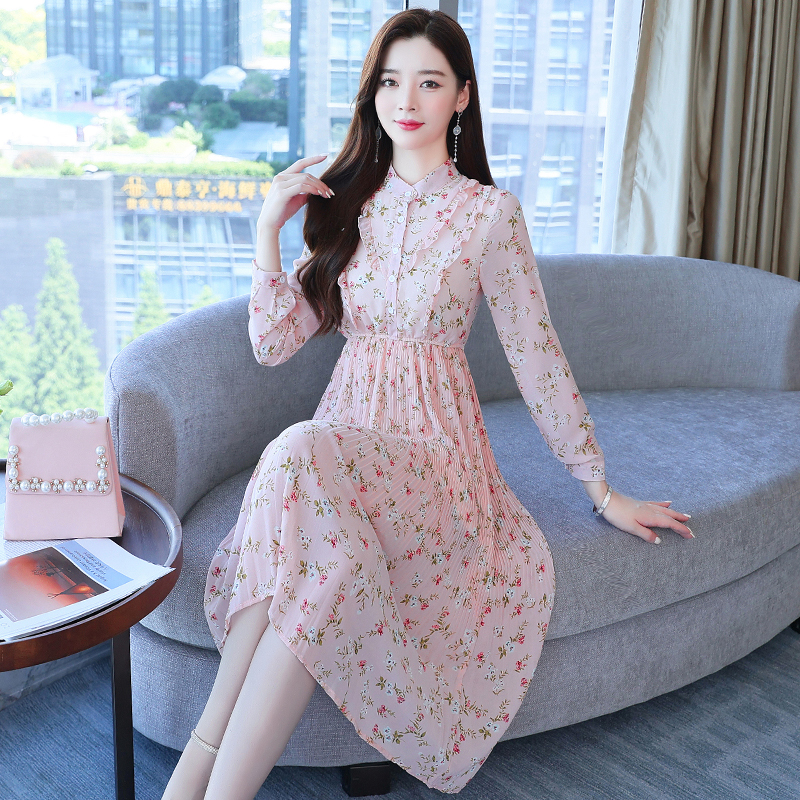 Retro France style floral temperament spring dress for women