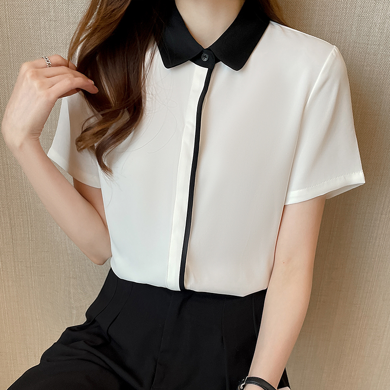 Short sleeve profession shirt white tops for women