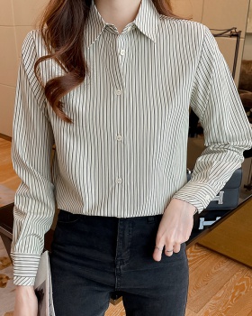 Long sleeve cuff cotton spring temperament shirt for women