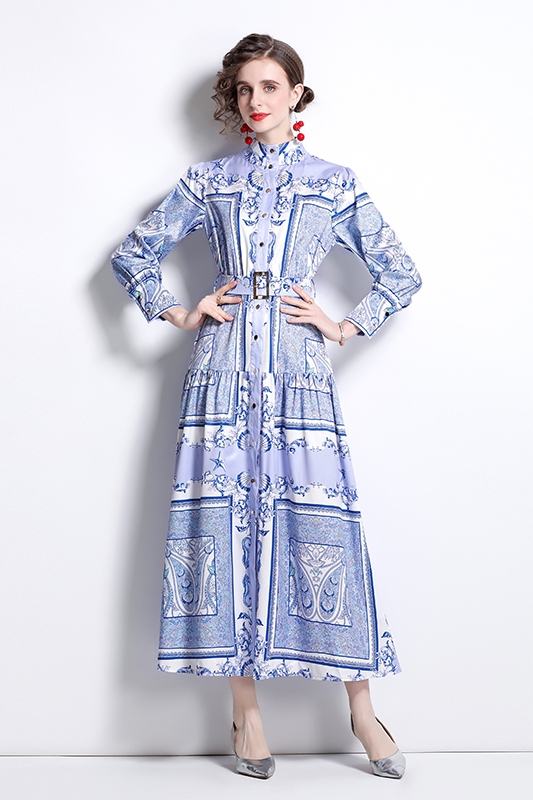 Spring and summer printing retro totem dress