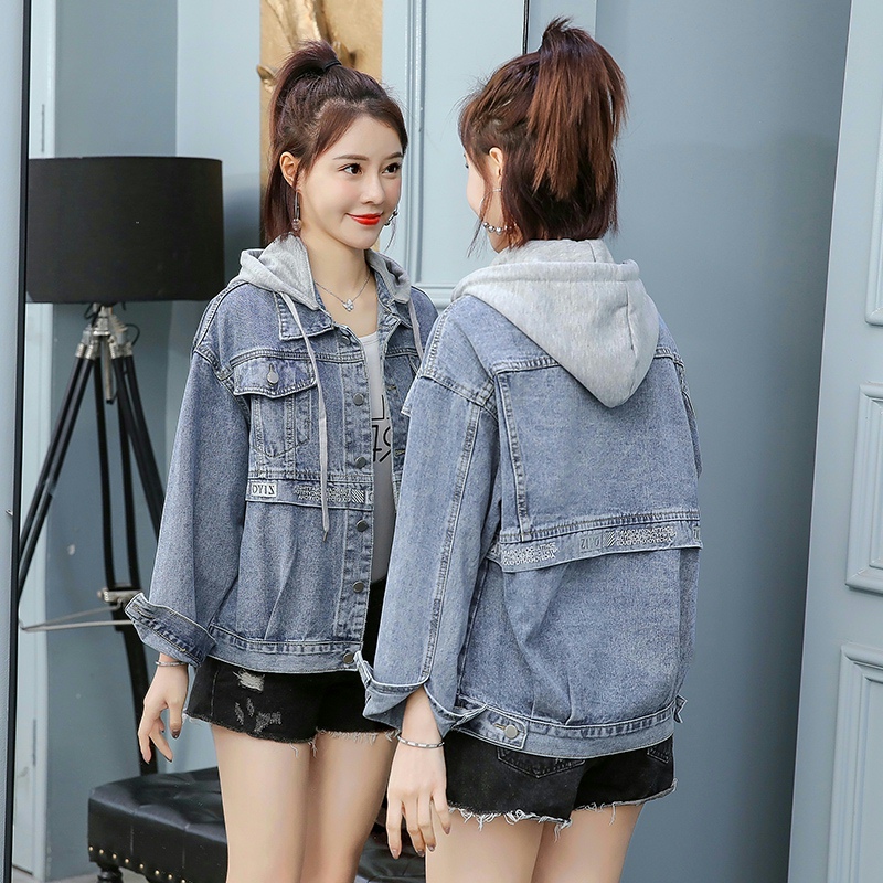 Short loose denim jacket Korean style letters coat