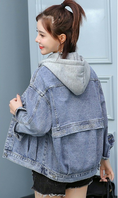 Short loose denim jacket Korean style letters coat