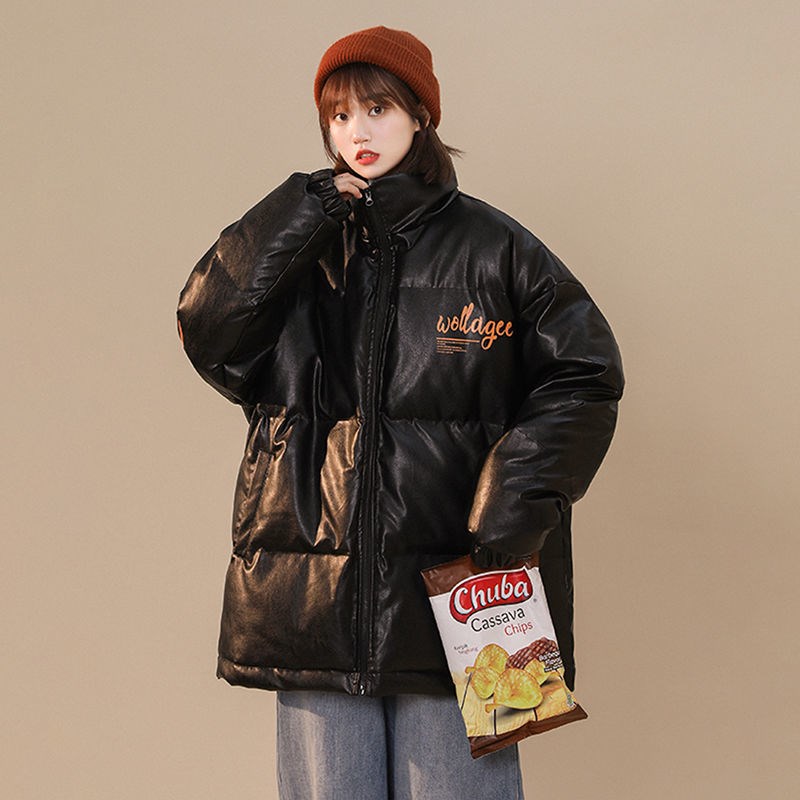 Printing thick leather coat winter Korean style bread clothing