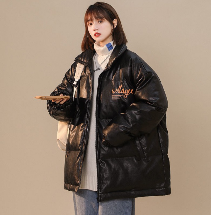 Printing thick leather coat winter Korean style bread clothing