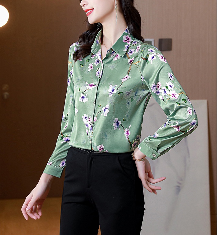 Long sleeve fashion real silk spring silk shirt for women