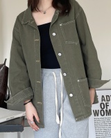 Loose Korean style Casual coat washed olive-green work clothing