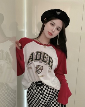 Printing loose spring T-shirt letters long sleeve tops