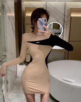 High waist strapless package hip slim all-match sexy tight dress