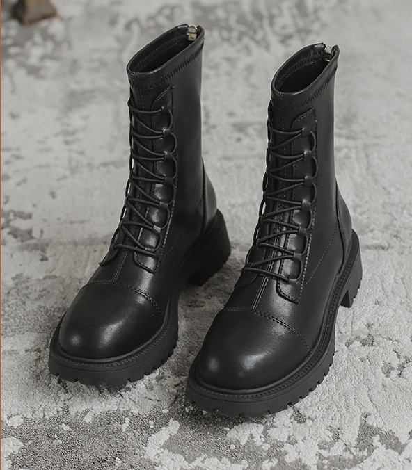 Black boots thick crust short boots for women