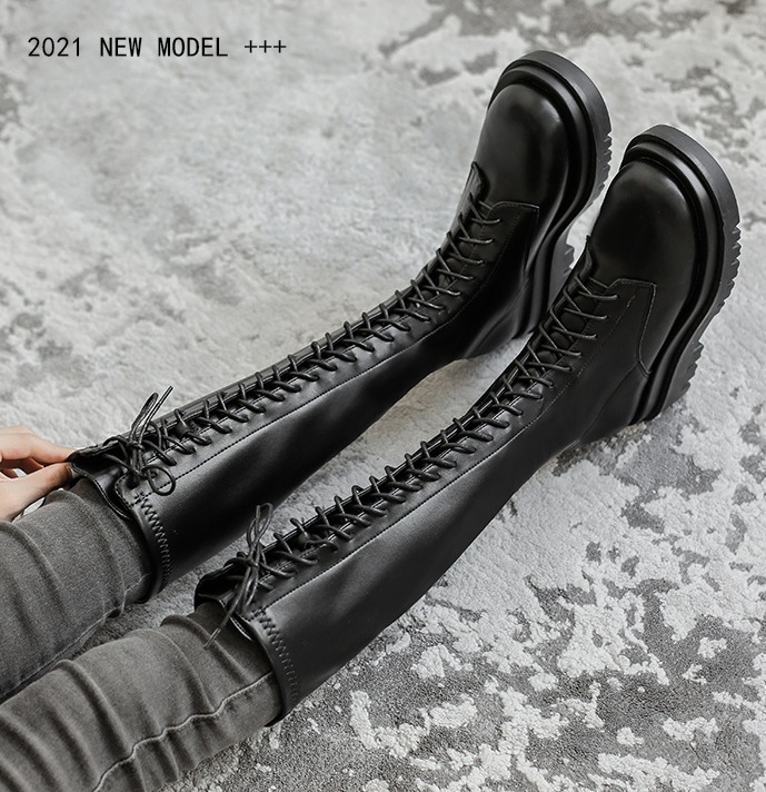 Black thick crust boots frenum thigh boots for women