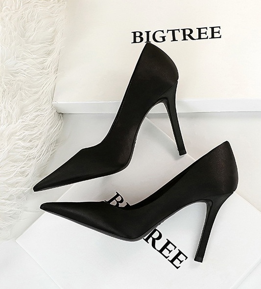 Simple sexy high-heeled pointed slim shoes for women