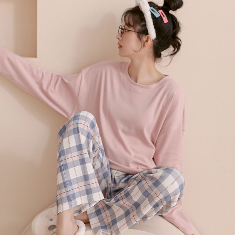 Homewear spring and autumn Korean style pajamas 2pcs set