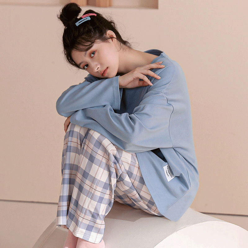 Homewear spring and autumn Korean style pajamas 2pcs set