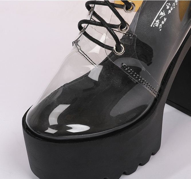 Transparent thick platform bar short boots for women