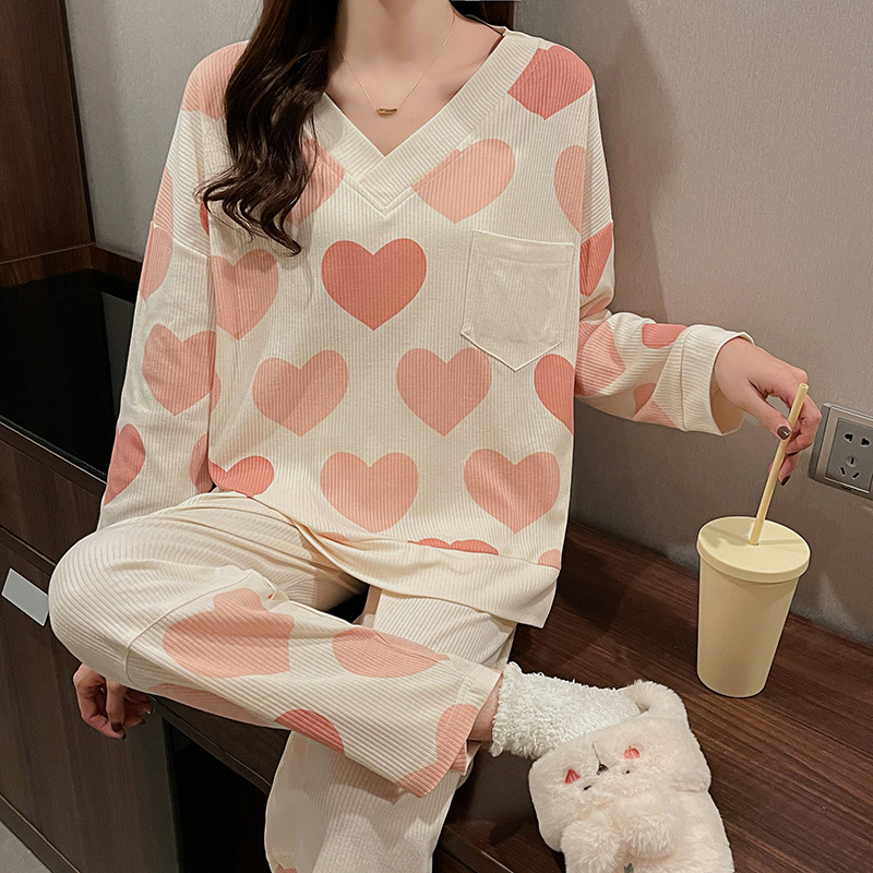 Homewear autumn and winter cotton thin pajamas for women