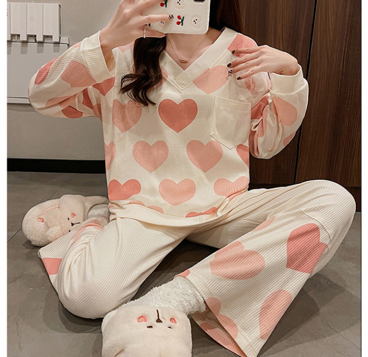 Homewear autumn and winter cotton thin pajamas for women