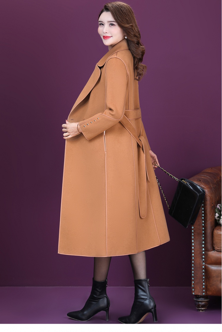 Pinched waist slim overcoat long woolen woolen coat