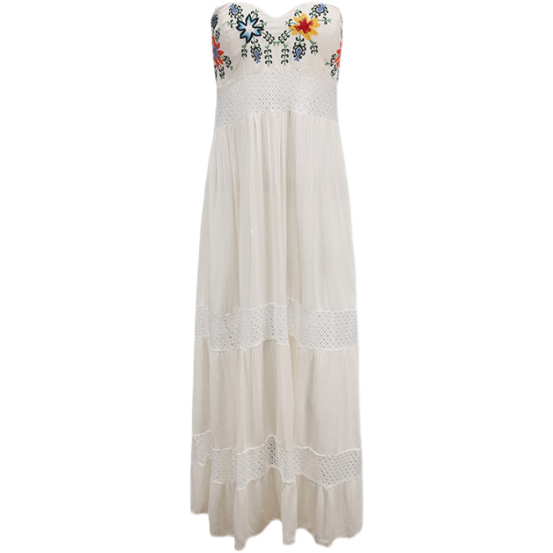 Wrapped chest formal dress embroidery dress
