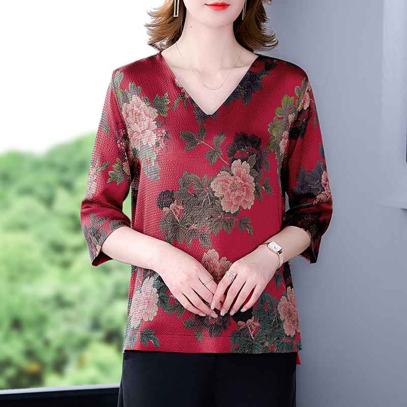 Large yard silk tops colors T-shirt for women