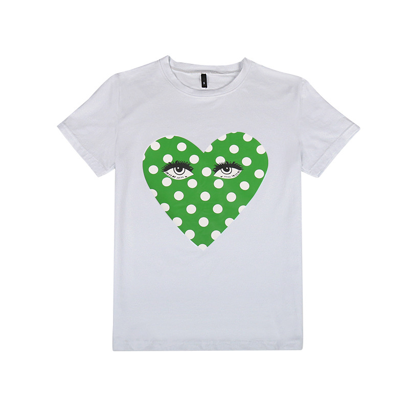 European style heart round neck Casual pullover T-shirt