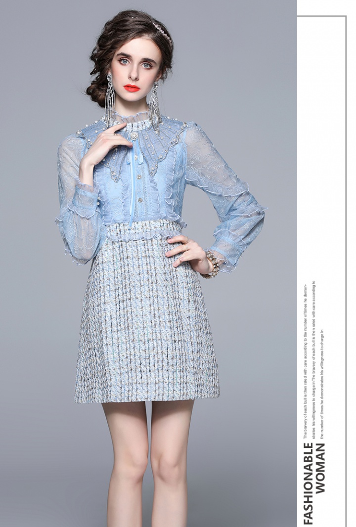 Coarse flower Pseudo-two beading embroidery dress