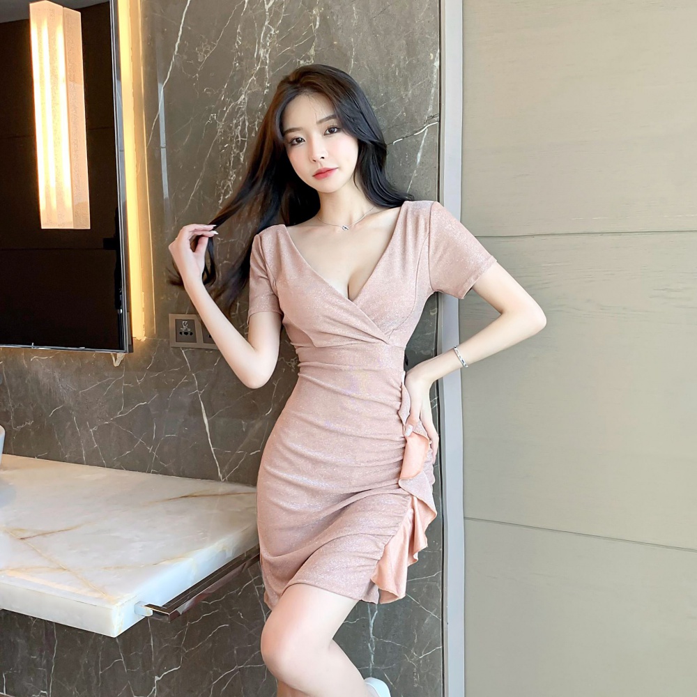 Pure shiny winter package hip dress