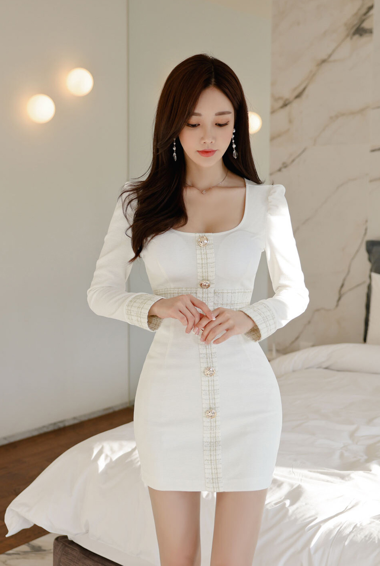 Puff sleeve fashion Korean style dress