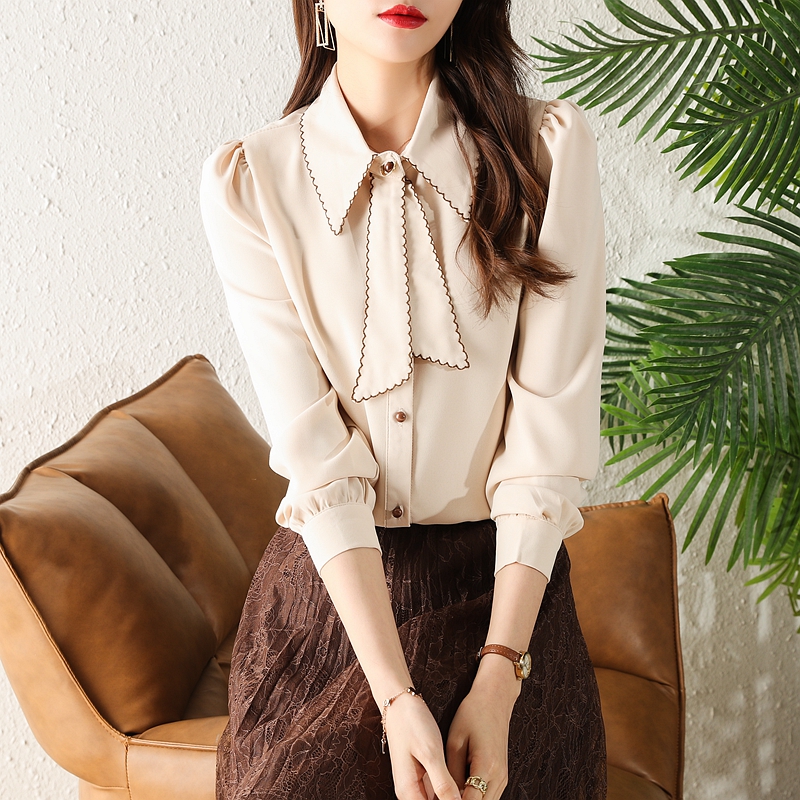 Spring bottoming tops chiffon shirt for women