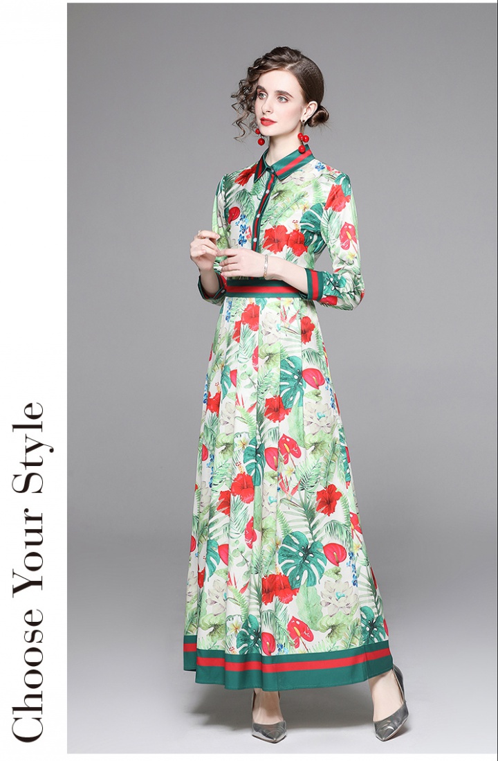 Fashion slim long dress all-match printing dress