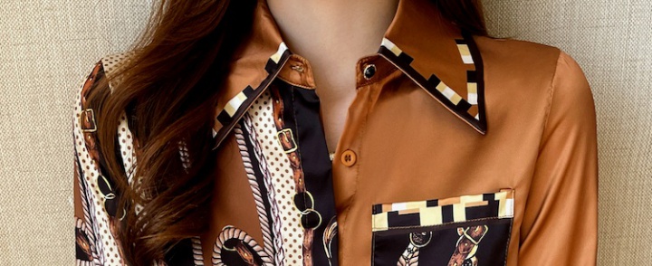 Satin shirt real silk tops for women