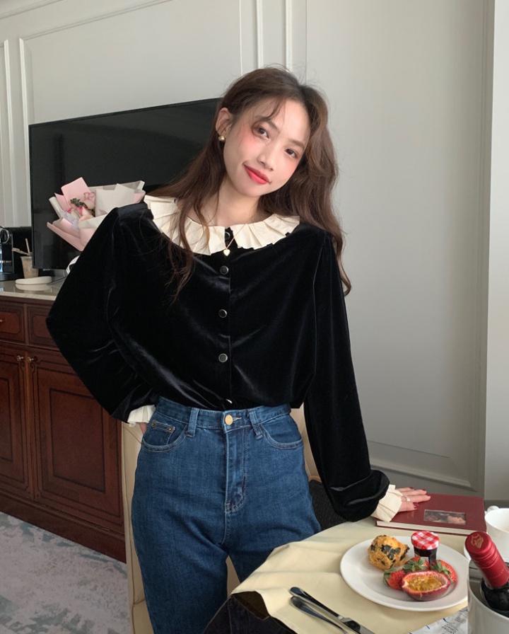 Velvet wear sweet Korean style shirt