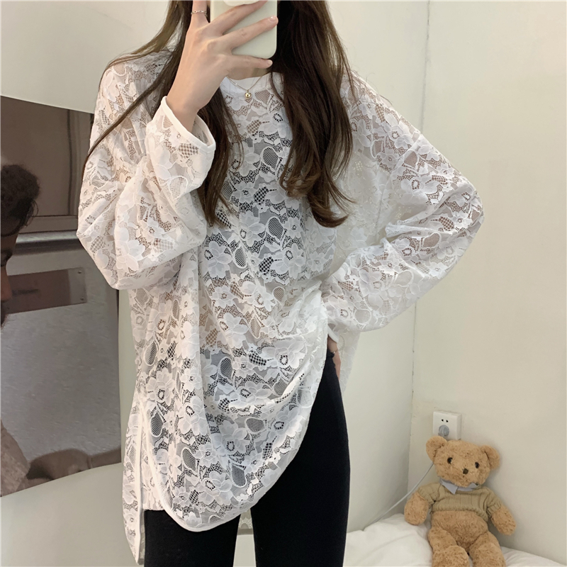 Korean style lace wood ear bottoming shirt