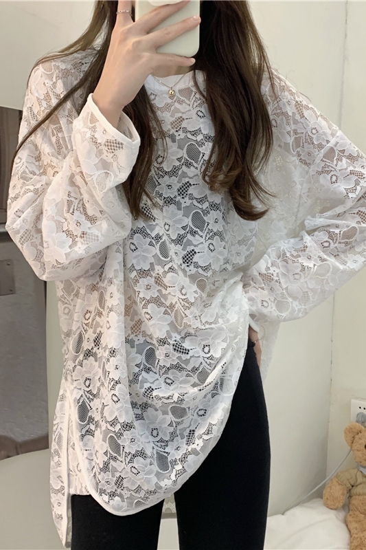 Korean style lace wood ear bottoming shirt