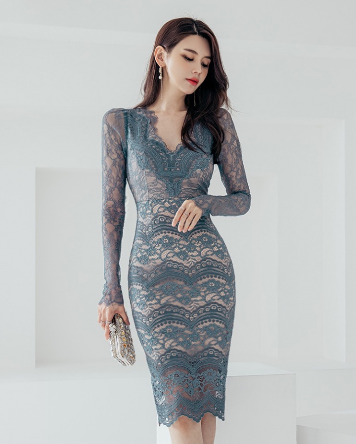 Sexy lace Korean style package hip dress for women