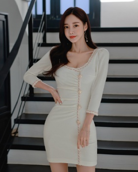Korean style package hip breasted slim spring dress