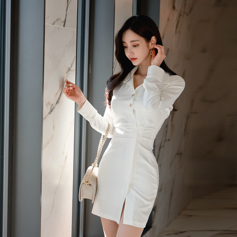 Fashion breasted slim dress Korean style spring shirt