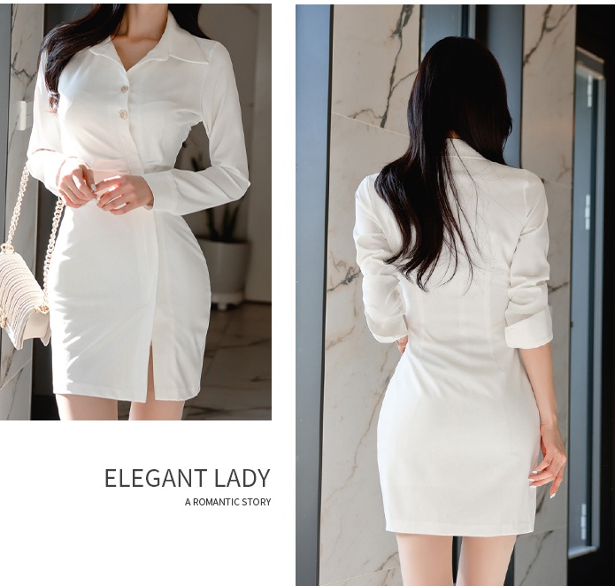 Fashion breasted slim dress Korean style spring shirt