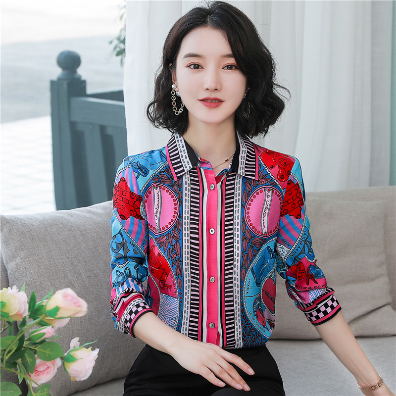 Real silk lapel silk spring commuting single-breasted shirt