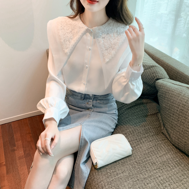 Autumn temperament tops Korean style shirt for women