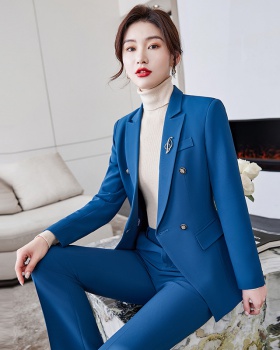 Blue tops business suit 2pcs set for women