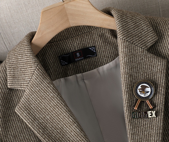 Houndstooth business suit pinched waist woolen coat