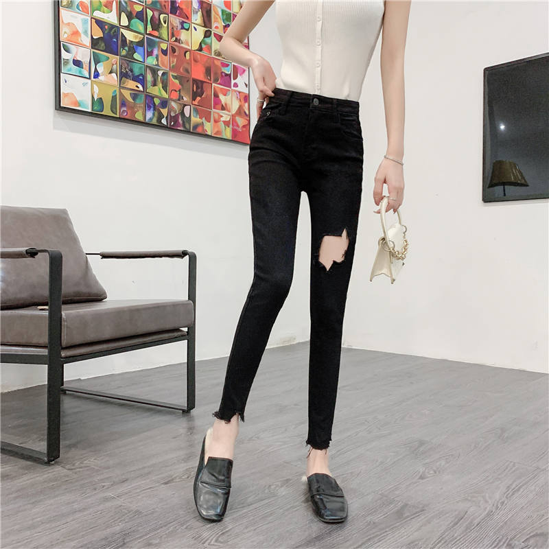 Elasticity spring pencil pants tight jeans for women
