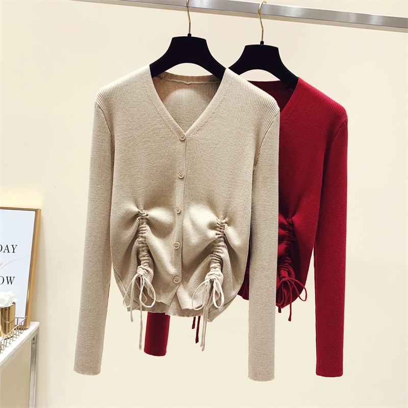 V-neck all-match Western style fat sister slim sweater