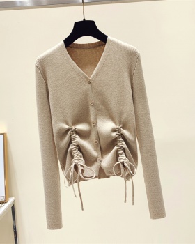 V-neck all-match Western style fat sister slim sweater