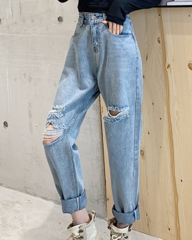 Large yard loose jeans spring straight pants pants for women