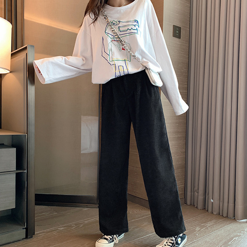 Large yard loose spring straight pants Casual long pants for women